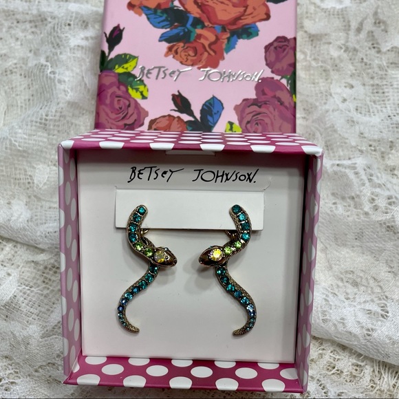 Betsey Johnson Pave Crystal Snake Earrings - Picture 3 of 7